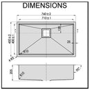 Dante Stainless Steel Kitchen Sink 760mm Large Single Bowl