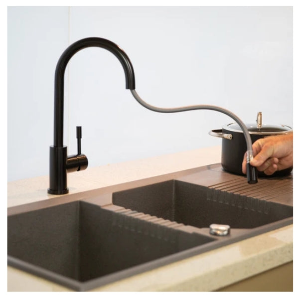 Klaas Stainless Steel Kitchen Mixer Tap Satin Black Finish with Pull Out