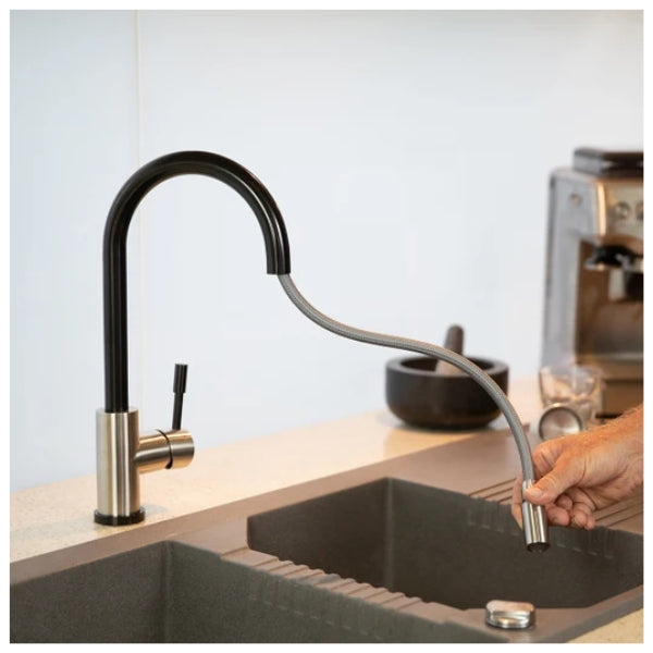Klaas Stainless Steel Kitchen Mixer Tap Satin Black Brushed Finish