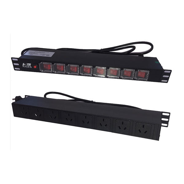 Avit 1 Ru Pdu 8 Sockets Front Switch Surge Protector 2M Power Cord