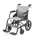 Folding Transit Wheelchair Lightweight Aluminium Easy Transport Grey