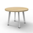 Serenity Coffee Table Natural Oak Top White Legs 600Mm Diameter