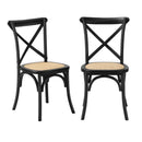 Set Of 2 Dining Chair With Crossback Timber Wooden Kitchen Furniture