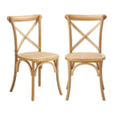 Set Of 2 Dining Chair With Crossback Timber Wooden Kitchen Furniture