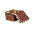 Set Of 2 Folding Bamboo Storage Boxes With Removable Lids Coffee