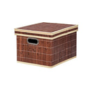 Set Of 2 Folding Bamboo Storage Boxes With Removable Lids Coffee