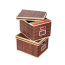 Set Of 2 Folding Bamboo Storage Boxes With Removable Lids Coffee