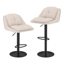 Set Of 2 Modern Adjustable Chenille Bar Stools With Footrests