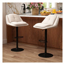 Set Of 2 Modern Adjustable Chenille Bar Stools With Footrests