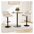 Set Of 2 Modern Adjustable Chenille Bar Stools With Footrests