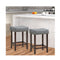 Set Of 2 Saddle Barstools With Backless Nailhead Fabric Seat Grey