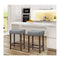 Set Of 2 Saddle Barstools With Backless Nailhead Fabric Seat Grey