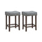 Set Of 2 Saddle Barstools With Backless Nailhead Fabric Seat Grey