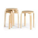 Set Of 4 Stackable Wooden Stools For Living And Dining Room Natural