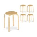 Set Of 4 Stackable Wooden Stools For Living And Dining Room Natural