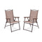 Set of 2 Patio Folding Chairs with Armrests for Garden Brown
