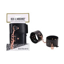 Sex And Mischief Brat Locking Cuffs Black Rose Gold Hand Cuffs
