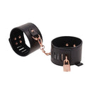 Sex And Mischief Brat Locking Cuffs Black Rose Gold Hand Cuffs