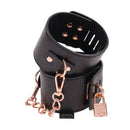 Sex And Mischief Brat Locking Cuffs Black Rose Gold Hand Cuffs