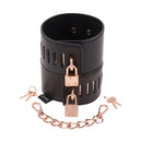 Sex And Mischief Brat Locking Cuffs Black Rose Gold Hand Cuffs