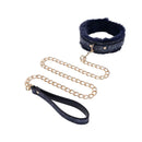 Sex And Mischief Cougar Collar And Leash Navy Blue Gold Restraint
