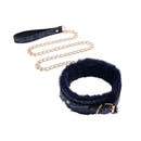 Sex And Mischief Cougar Collar And Leash Navy Blue Gold Restraint