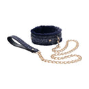 Sex And Mischief Cougar Collar And Leash Navy Blue Gold Restraint