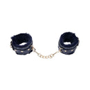 Sex And Mischief Cougar Fur Handcuffs Navy Blue Gold Restraints