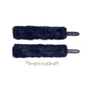 Sex And Mischief Cougar Fur Handcuffs Navy Blue Gold Restraints