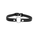 Pet Leather Choker With Silver Ring