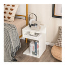 S Shaped Side Table For Small Space With 2 Open Compartments
