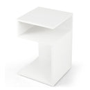 S Shaped Side Table For Small Space With 2 Open Compartments