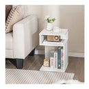 S Shaped Side Table For Small Space With 2 Open Compartments
