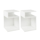 S Shaped Side Table For Small Space With 2 Open Compartments