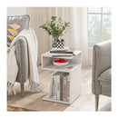 S Shaped Side Table For Small Space With 2 Open Compartments