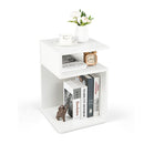 S Shaped Side Table For Small Space With 2 Open Compartments