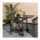 Movable Double Shelf Dining Cart Table With Folding Tabletop