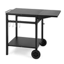 Movable Double Shelf Dining Cart Table With Folding Tabletop