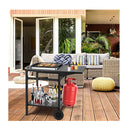 Movable Double Shelf Dining Cart Table With Folding Tabletop