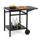 Movable Double Shelf Dining Cart Table With Folding Tabletop