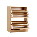 Shoe Cabinet Storage 2 Doors  Rack Organizer Rattan Shelf 30 Pairs