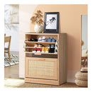 Shoe Cabinet Storage 2 Doors  Rack Organizer Rattan Shelf 30 Pairs