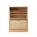 Shoe Cabinet Storage 2 Doors  Rack Organizer Rattan Shelf 30 Pairs