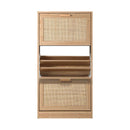 Shoe Cabinet Storage 3 Doors  Rack Organizer Rattan Shelf 45 Pairs