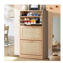 Shoe Cabinet Storage 3 Doors  Rack Organizer Rattan Shelf 45 Pairs