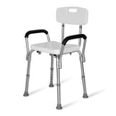 Shower Bath Seat 120Kg Cap Arms Adjustable Height For Elderly White