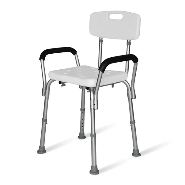 Shower Bath Seat 120Kg Cap Arms Adjustable Height For Elderly White