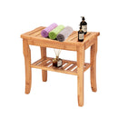 Bamboo Shower Bench Seat With Storage Shelf For Bath