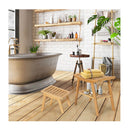 Bamboo Shower Seat Bench With Foot Stool For Indoor And Outdoor