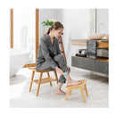 Bamboo Shower Seat Bench With Foot Stool For Indoor And Outdoor